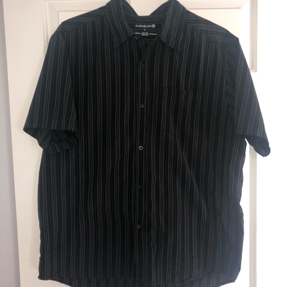 Black thin striped polo shirt